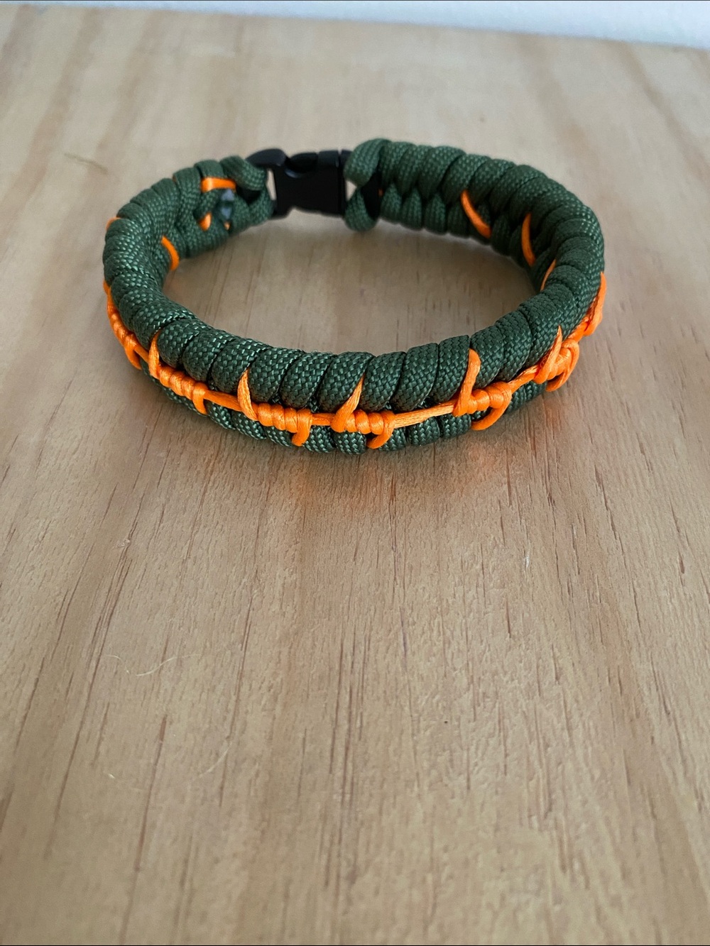 Handmade Green and Orange Barbed Wire Paracord Survival Bracelet